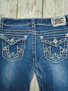 Miss Chic Y2K Rhinestone Ultra Low Rise Jeans Size 7